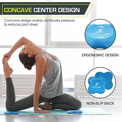 Miniatura 3 de ProsourceFit Juego de 2 rodilleras antideslizantes para yoga, pilates, meditación y estiramiento, accesorios de yoga para soporte de rodilla para