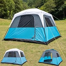 Camping Tent 4-6 Persons Large   305x274x200cm Waterproof & Windproof Cabin Tent Easy Setup Sturdy Steel & Fibreglass Poles with Rain Cover for Family & Outdoor Adventures