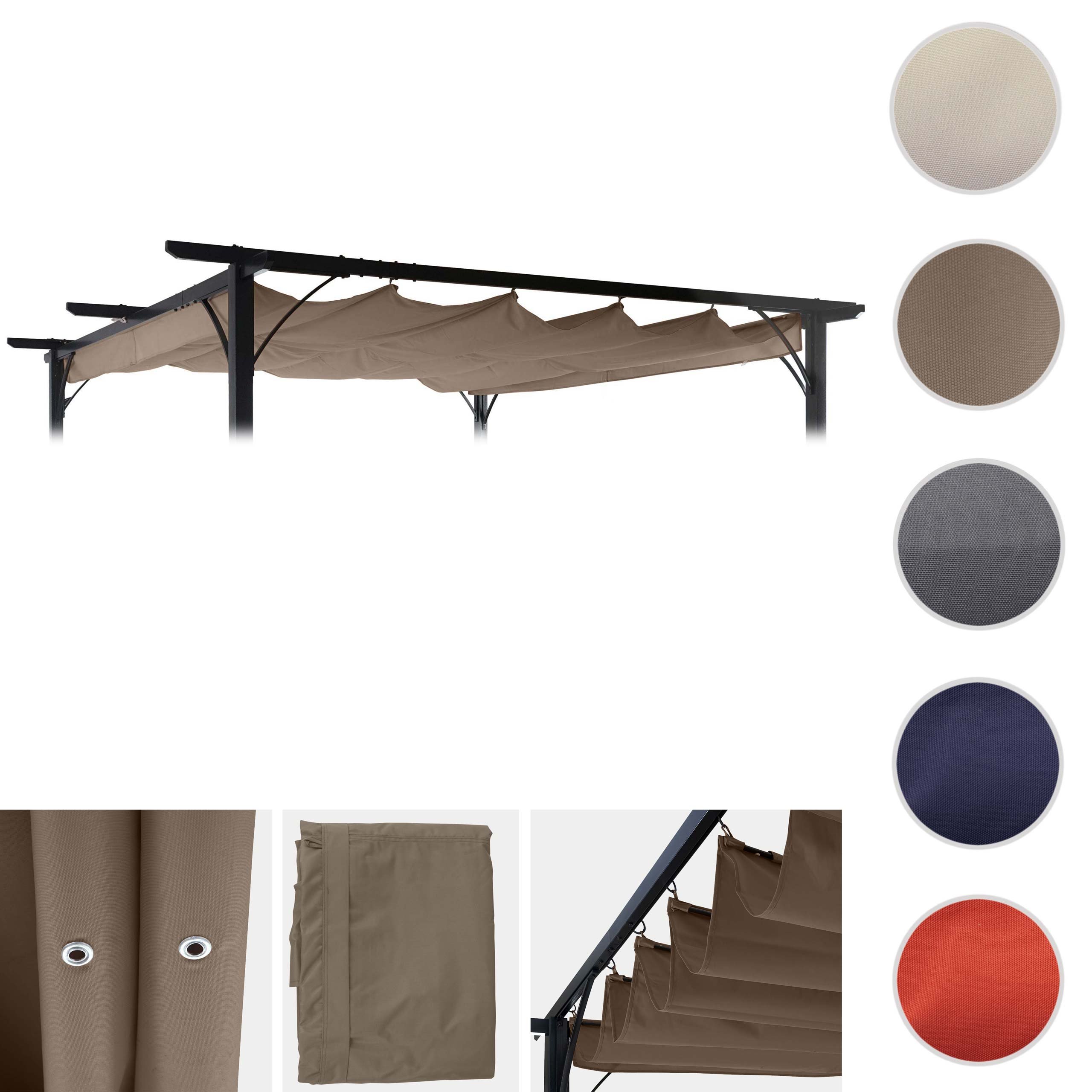 Zapasowa poszewka 370 x 300 cm na dach pergoli pawilonu HWC-C42 3,5 x 3,5 m – brązowo-taupe