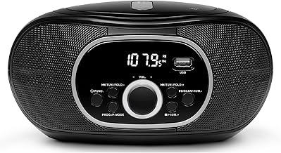 MEDION Portable Boombox E65711, CD/MP3 Player, FM FM, AUX, Battery Operated, Black