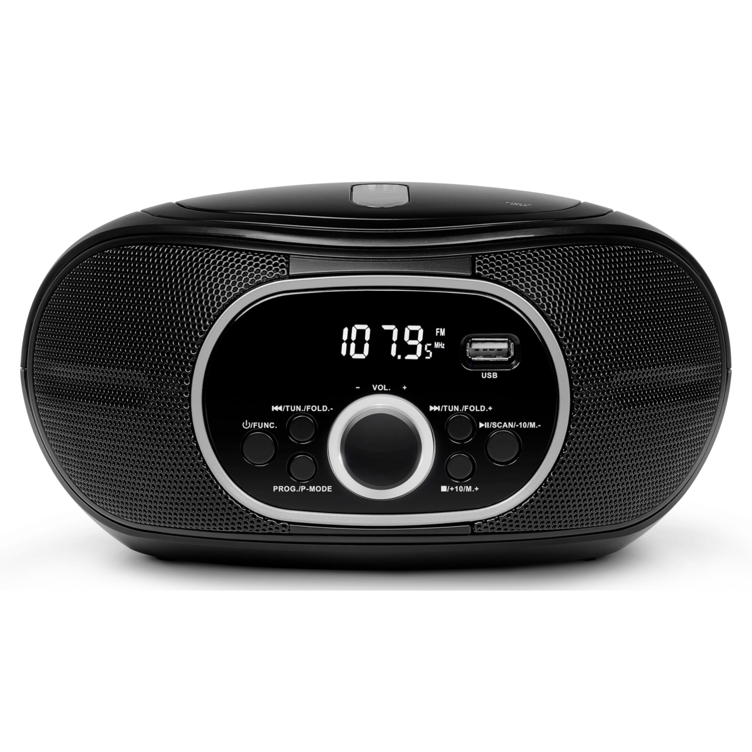 MEDION Przenośny Boombox E65711, odtwarzacz CD/MP3, FM FM, AUX, zasilanie bateryjne, czarny