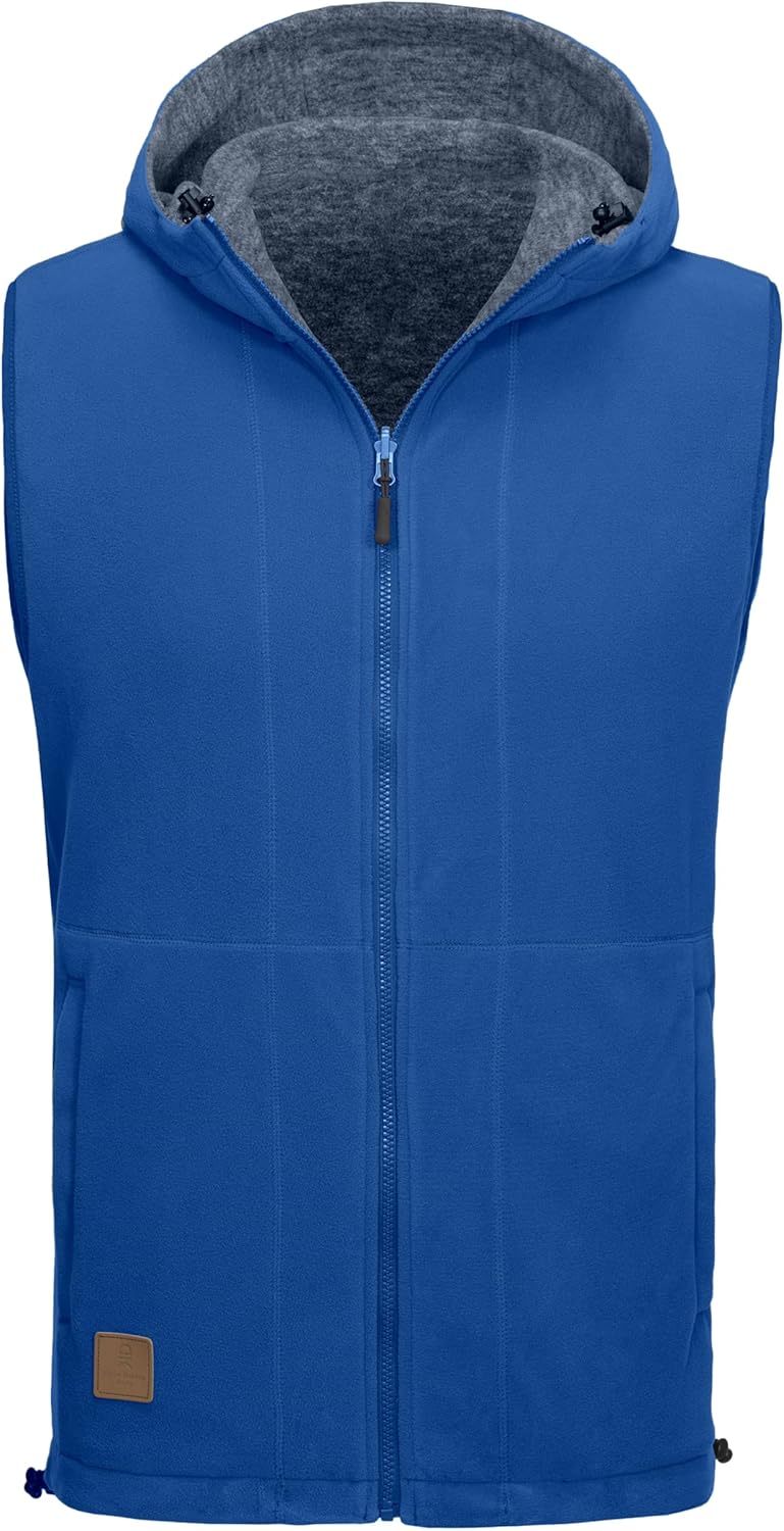Little Donkey Andy Men's Reversible Fleece Vest Lightweight Warm Sleeveless Jacket with Hood for Hiking Walking Travel - Image 2