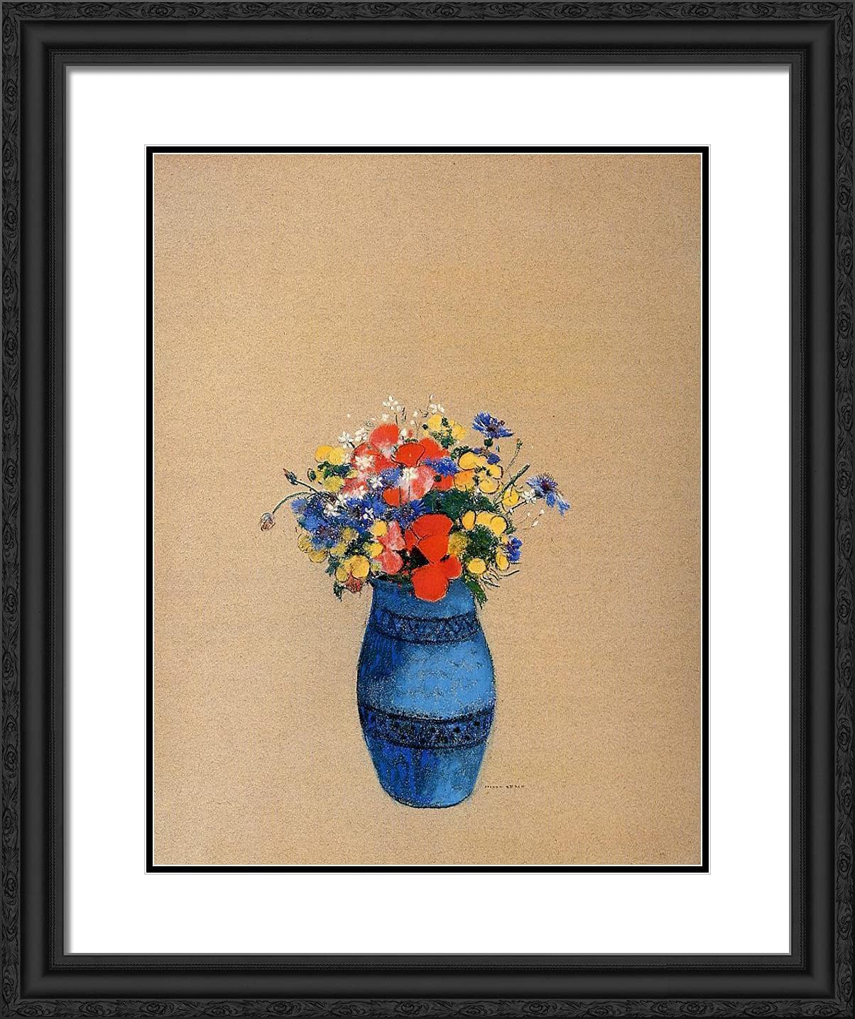 ArtDirect Redon, Odilon 20x24 Gold Ornate Framed Art Print with Double Matting Titled: A Vase of Flowers Xlll