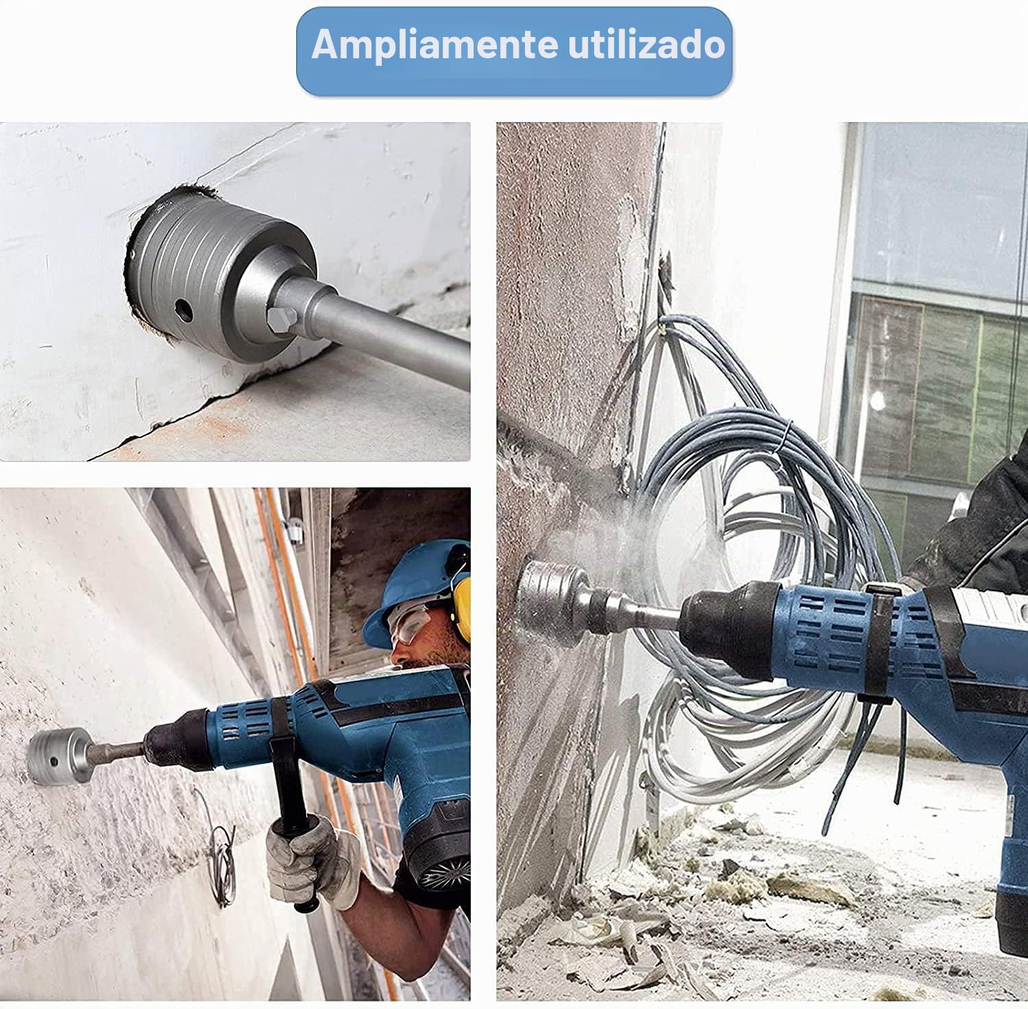 10Pcs TCT Juego de Sierra de Agujero de Hormigón, SDS Plus Extensión de Mango de Tungsteno de Mampostería Cortadores de Agujero de Pared para Taladrar Ladrillo Hormigón Cemento Piedra