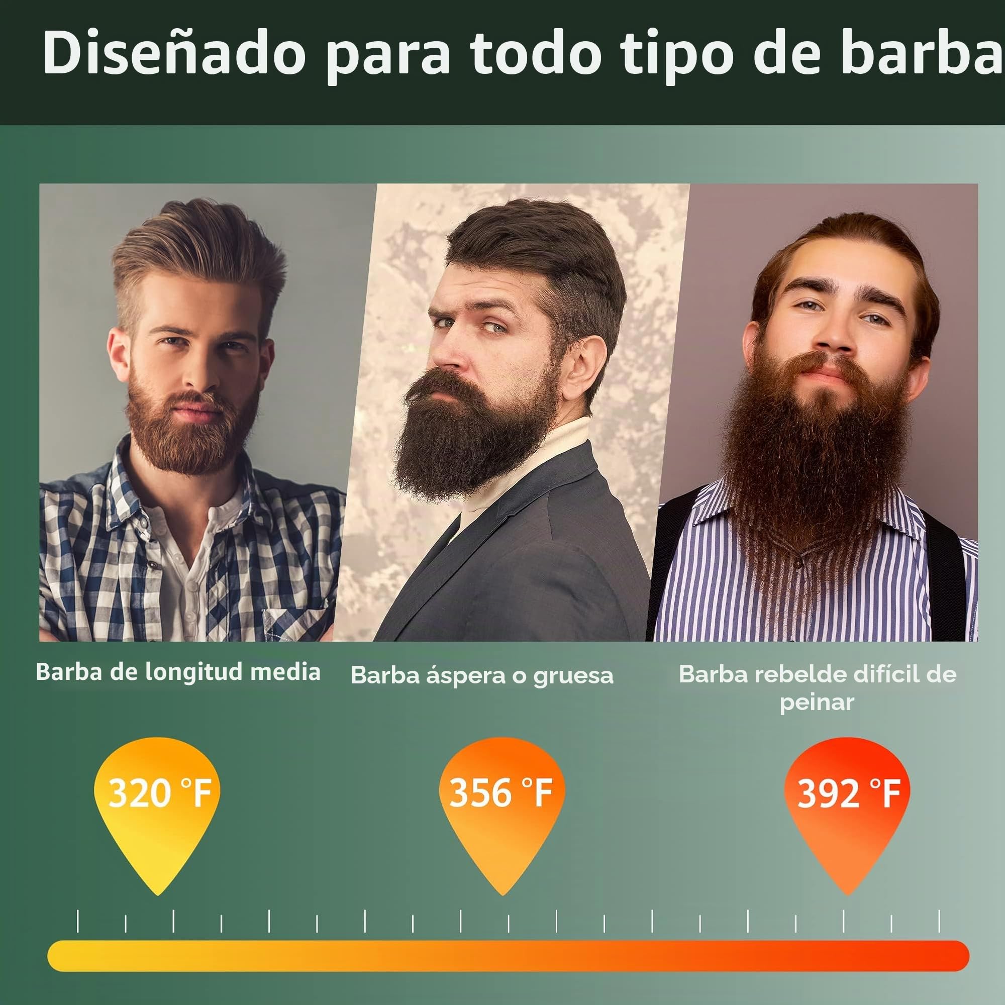 Alisador de barba para hombres, cepillo alisador portátil inalámbrico para cabello y barba con tecnología antiquemaduras e iónica, peine de ajuste de temperatura de 3 para viajes en casa