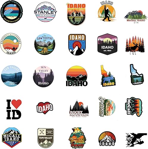 Miniatura 3 de Idaho State Stickers 60 calcomanías de viaje estéticas impermeables paquete de calcomanías de vinilo para botella de agua, laptop, taza, adultos,