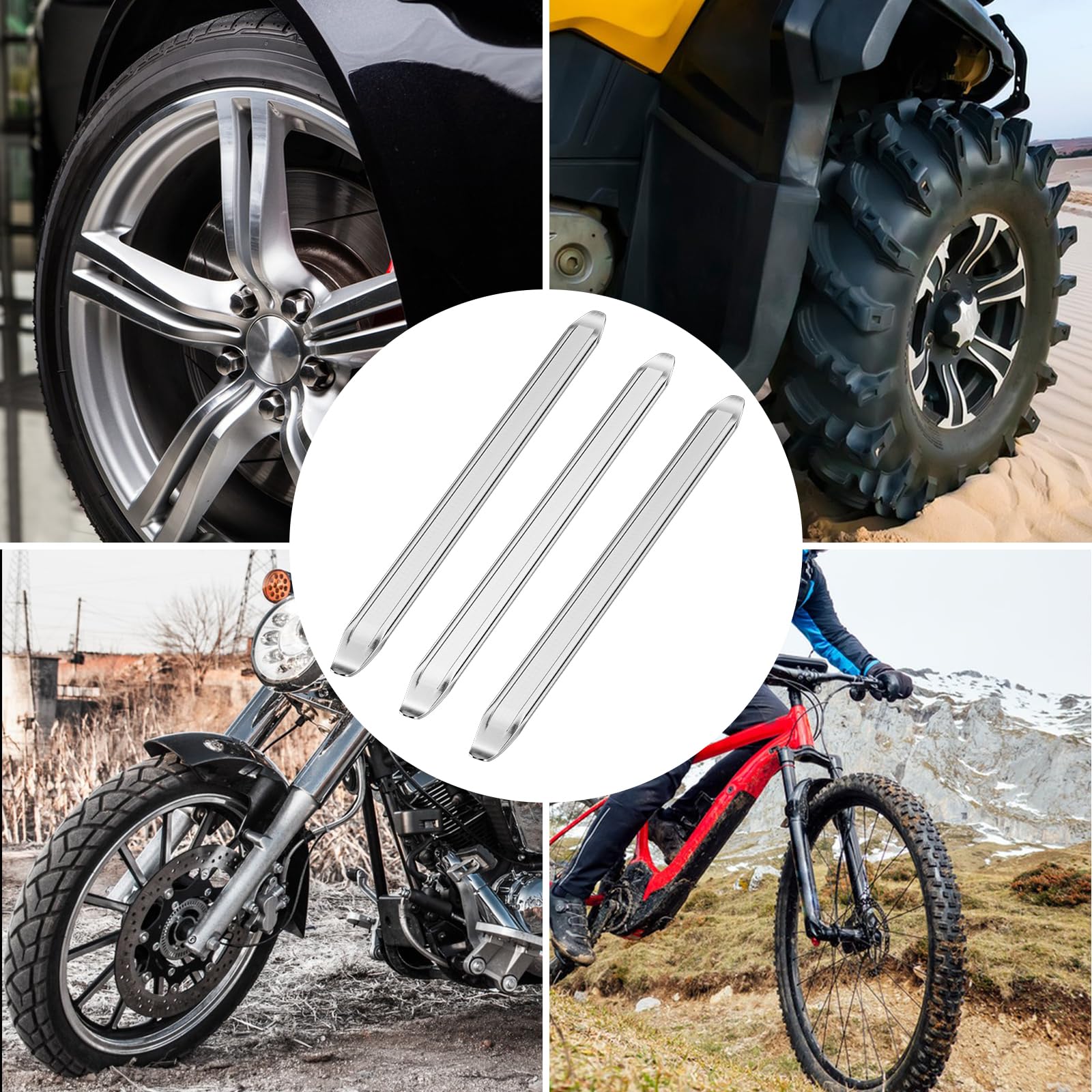 Traxenta 3 Pezzi smontagomme Auto, 30cm leve smontagomme moto, Leva per smontaggio Pneumatici per Biciclette, Leva del Pneumatico per Officine Automobilistiche Professionali e Uso Domestico