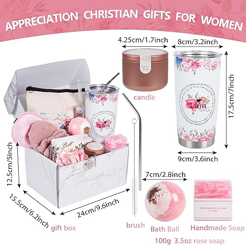 Miniatura 9 de Kolewo4ever 12 piezas de regalos cristianos para mujeres, juego de regalo inspirador para mujeres, cesta de regalos católicos religiosos