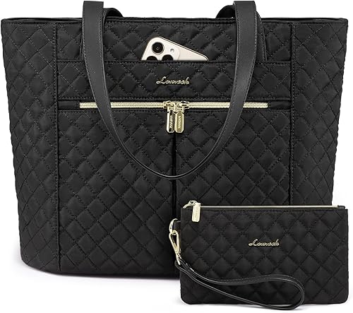 LOVEVOOK Bolsa para laptop para mujer de 17 pulgadas, acolchada con diamante, bolsa de mano para laptop, bolsas de hombro para computadora,