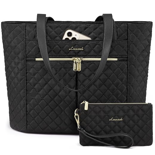 LOVEVOOK Laptop Bag for Women 15.6 lnch,Waterproof Laptops Tote Bags for Womens,Professional Work Bags for Women with Cup Holder,Large Laptop Purse Computer Briefcase Office Teacher Clutch Bag,2 PCS