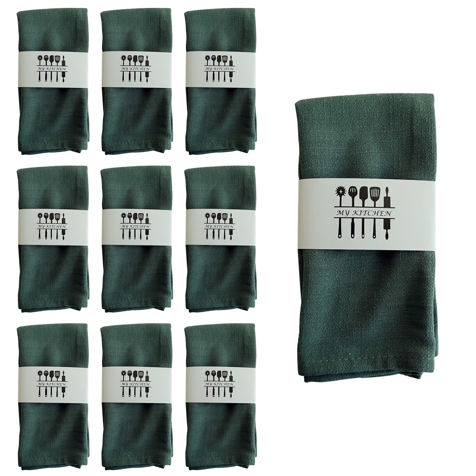 Btstil Tovaglioli in tessuto di lino, set da 10 pezzi, 40 x 40 cm, tovaglioli in lino, tessuto sostenibile, decorazione da tavolo per cucina, tavolo da pranzo, cena, caffè, ristorante (bianco