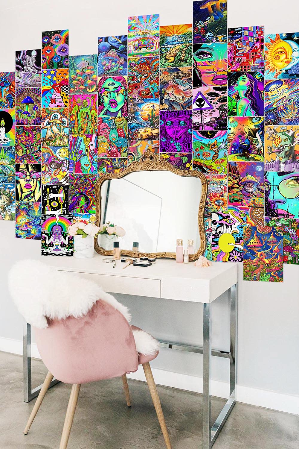Hippie Trippy Drippy Wall Collage Kit Aesthetic Pictures, Hippie Room Decor, Bedroom Decor for