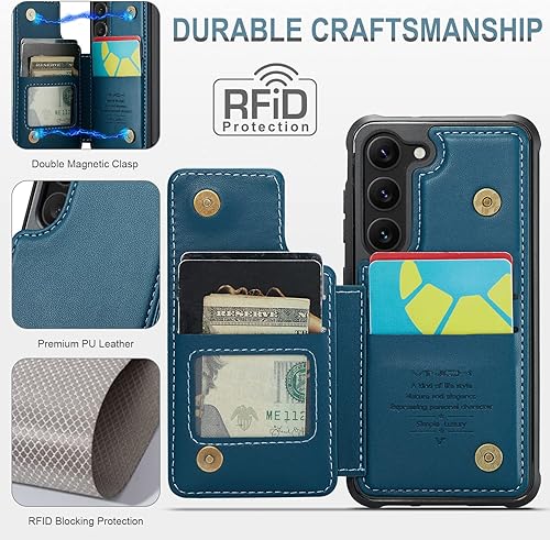 Miniatura 2 de Vinich Funda tipo cartera para Samsung Galaxy S23 con tarjetero, bloqueo RFID, ranuras de crédito, función atril, a prueba de golpes, para mujeres y