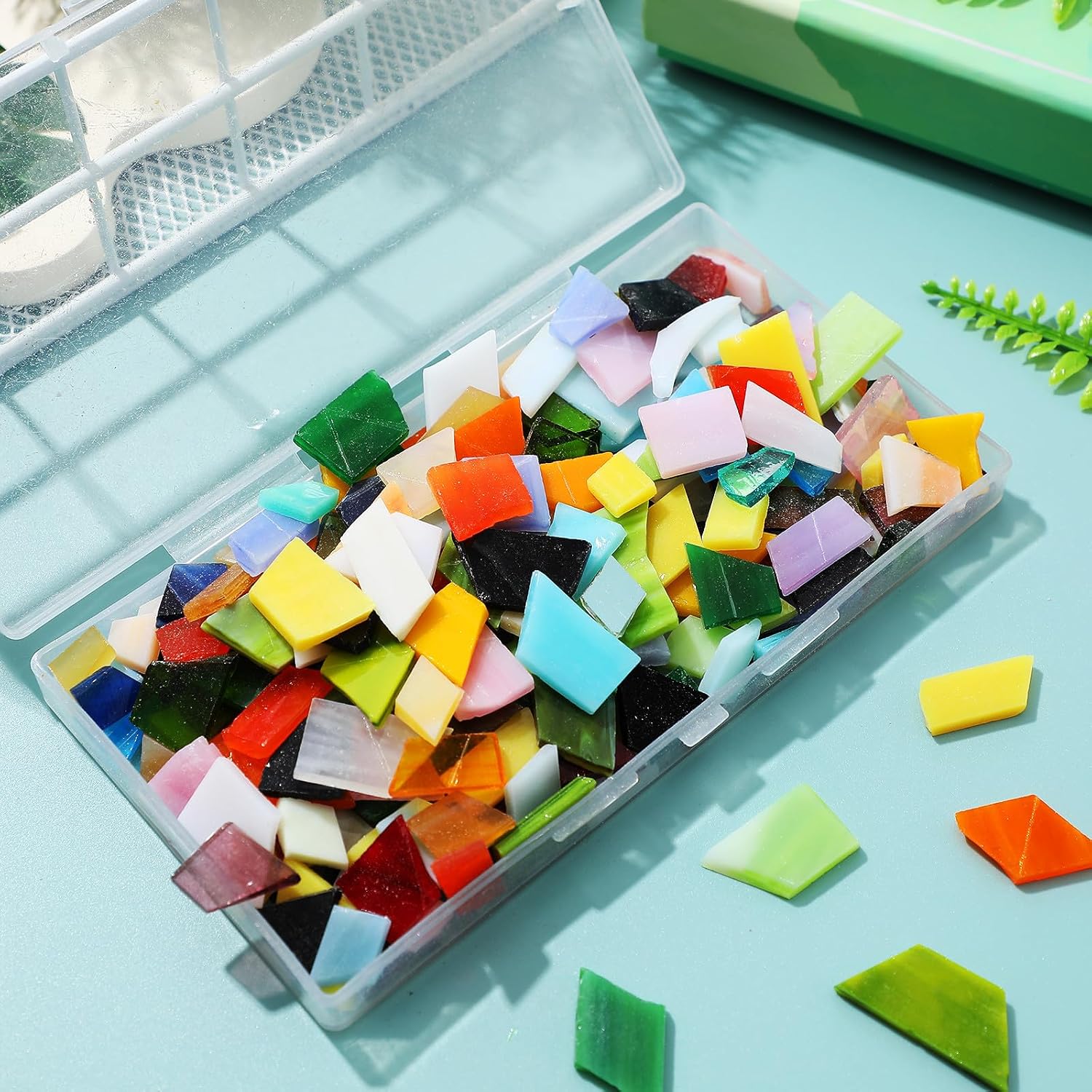 1 Box Abundant Glass Mosaic Tiles for Crafts DIY Decoration Irregular Stained Glass Pieces for Home Art Projects Safe Smooth Tiles for Picture Frames Lamps Vases and Furniture