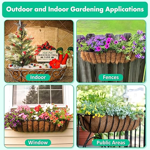 Miniatura 6 de Revestimiento de coco para macetas, 2 piezas de 48 pulgadas, revestimiento de fibra de coco natural para cestas de macetas, forro de repuesto de