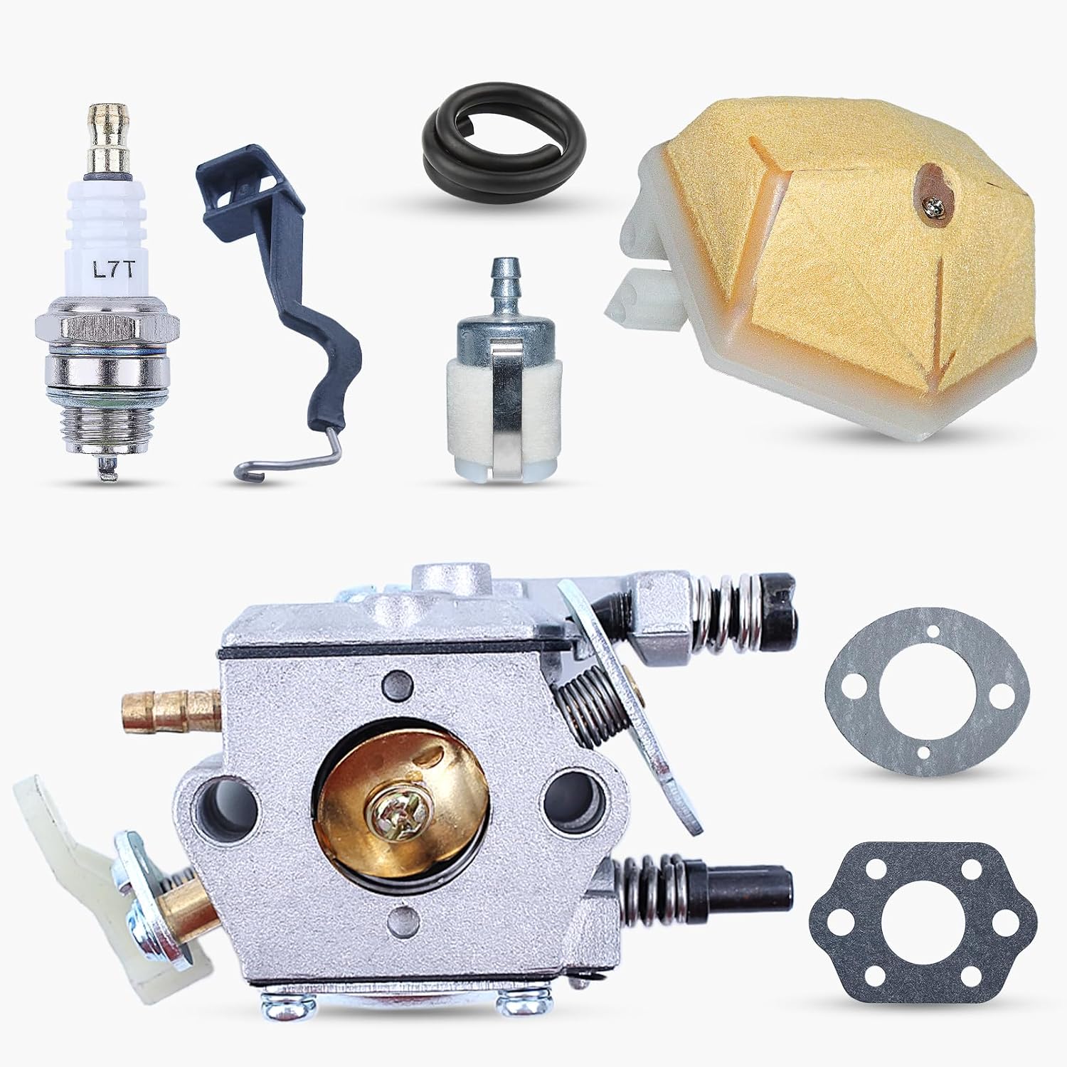 Carburetor Air Fuel Filter Line Choke Rod with Gasket Kit For Husqvarna 51 55 Rancher Chainsaw Walbro WT-170