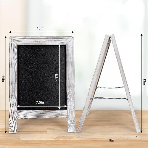 Miniatura 4 de Cioooioc Pizarras de doble cara, juego de 2 tableros de tiza, caballete de pizarra con marcadores de tiza líquida, letrero pequeño para mesa de