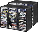 DVD Storage Bags 2-Pack, Holds 70 DVDs 90 Blu-Rays 120 CDs, Highly Clear & Stackable Organizer for Video Game Cases, Movies, Music, Clothes, Pillows & Bedding