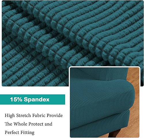 Vista 439 de Turquoize - Funda elástica para sofá de 2 piezas y 3 cojines, funda protectora lavable con elástico en la parte inferior, tela jacquard gruesa