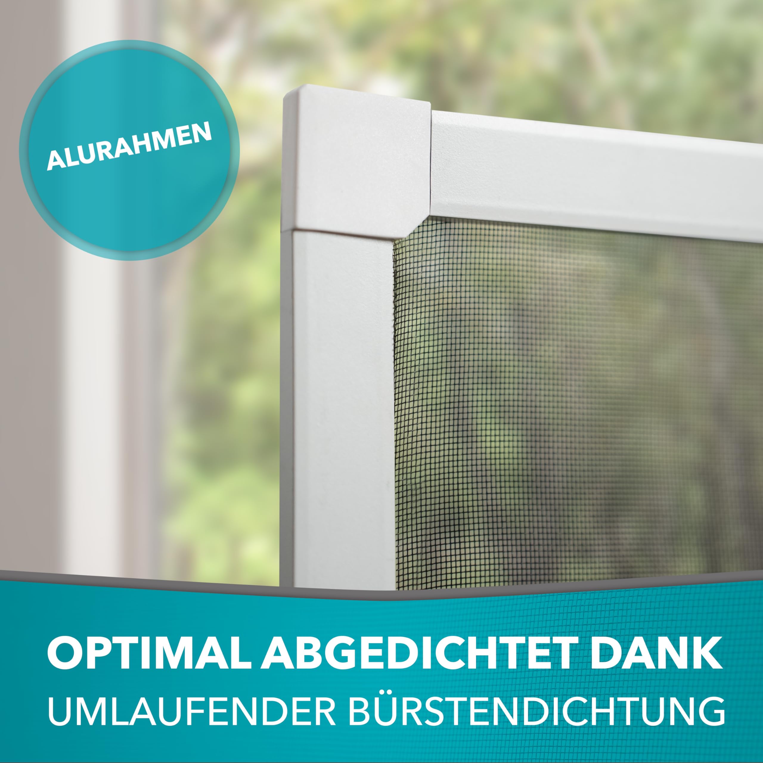 APANA Fliegengitter Fenster 130x240 cm weiß - Alurahmen & robustes Fiberglasgewebe – Insektenschutz ohne Bohren mit Bürstendichtung – montagefertig – Fliegennetz