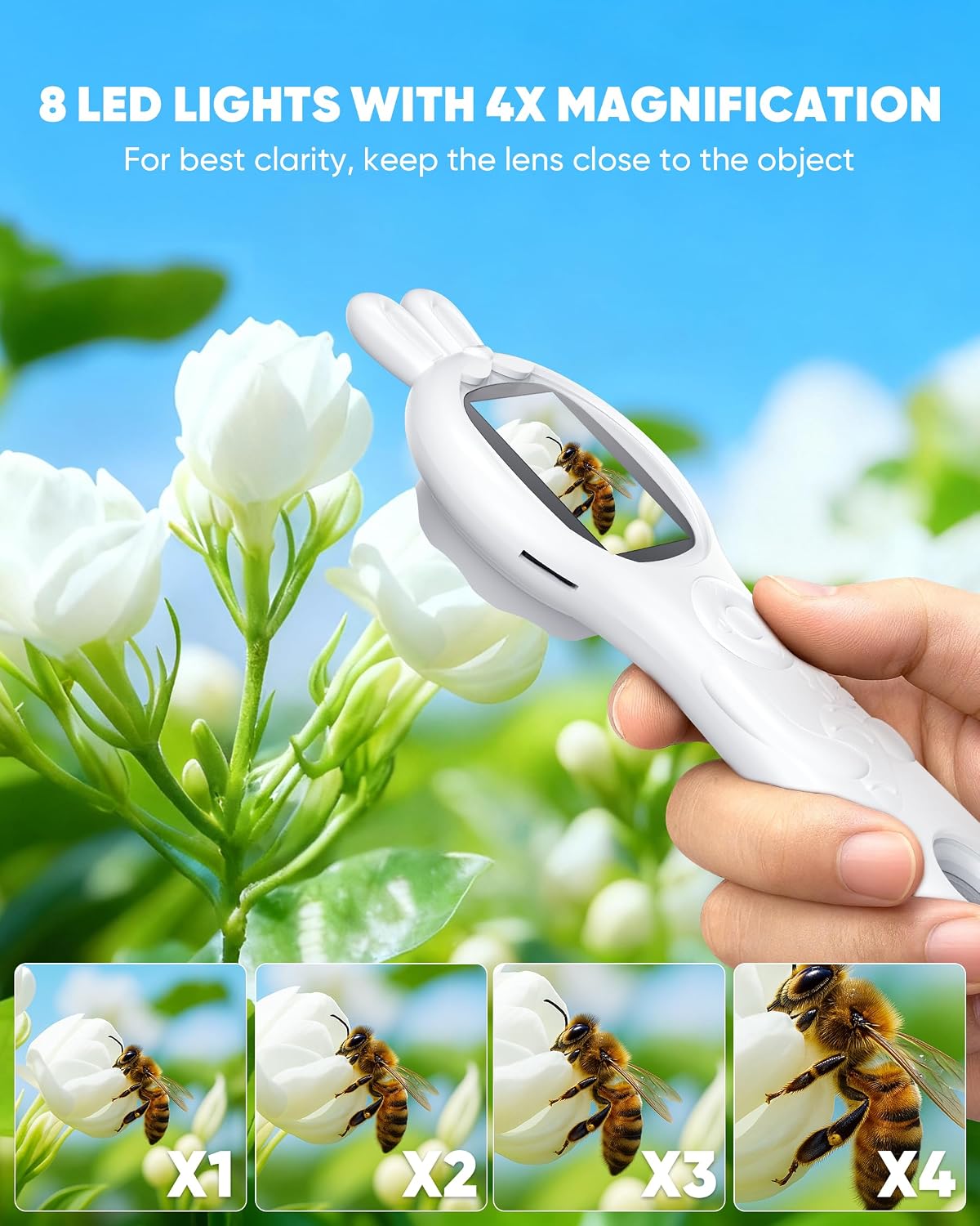 Microscope for Kids, Portable Digital Microscope with 500X Magnifying Glass, Handheld Camera Mini Pocket Magnification, Educational Christmas Birthday Gifts for Ages 4 5 6 7 8 9 10 11 12