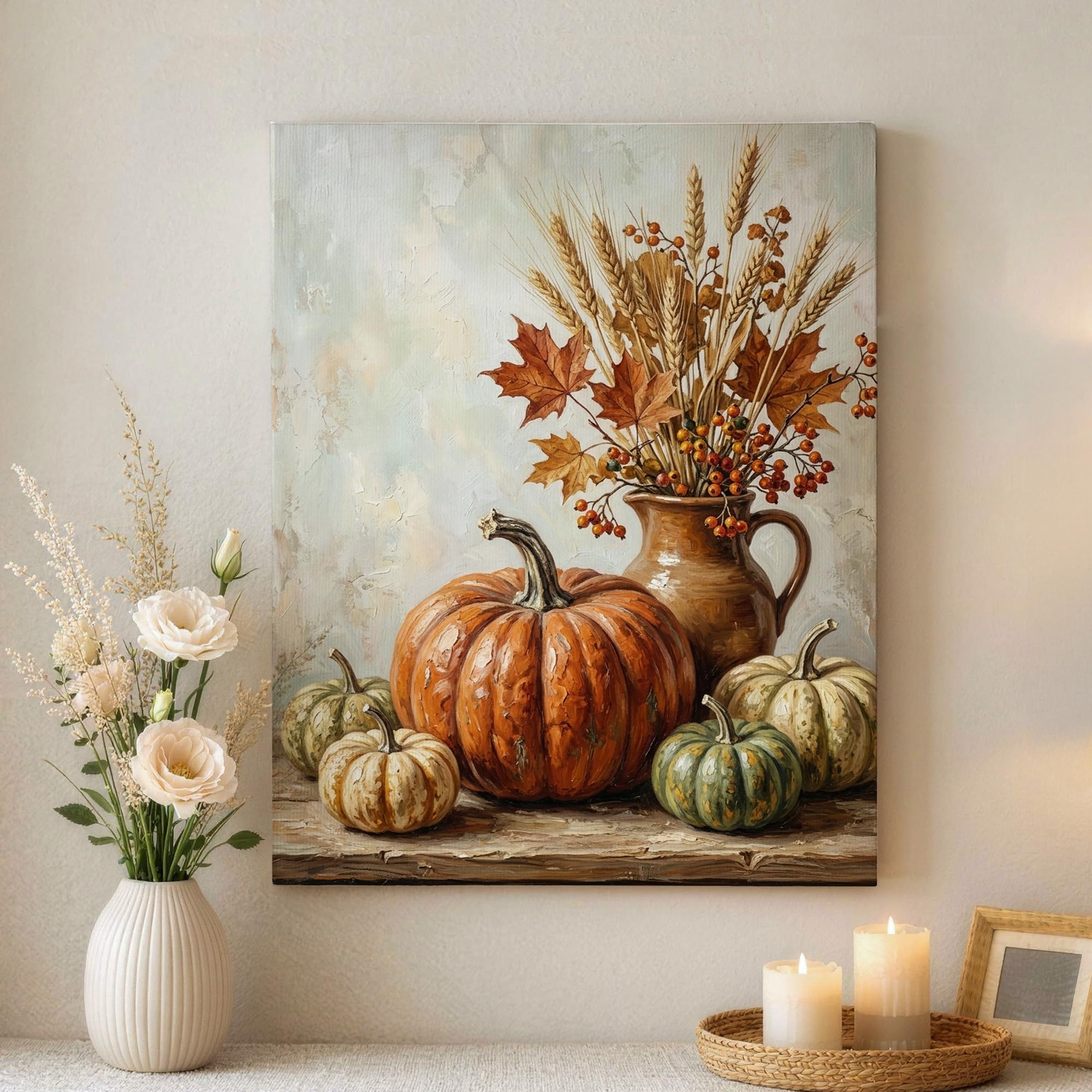 Lienzo decorativo para pared rústico de hojas de arce naranja otoñal, 40,6 x 50,8 cm 8