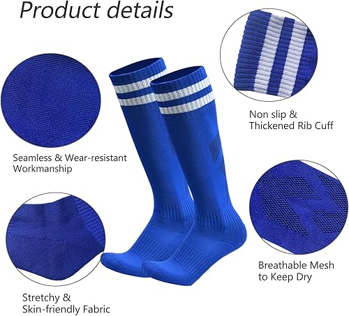 Miniatura 3 de Ultrafun 6 pares de calcetines de fútbol de compresión de color elástico hasta la rodilla, calcetines atléticos de fútbol para hombres, mujeres