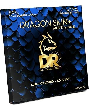 DR Strings Bass Guitar Strings | DRAGON SKIN+ Coated Quantum Nickel | DBQM-45 | Superior Sound with Comfortable Feel & Long Life | Multi-Scale Medium 45-105 DBQM-45