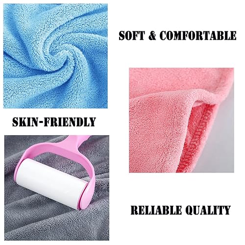 Miniatura 2 de ELLEWIN Paquete de 3 toallas de microfibra para mujer turbante de secado de cabello con botón antiencrespamiento súper absorbentes de secado rápido