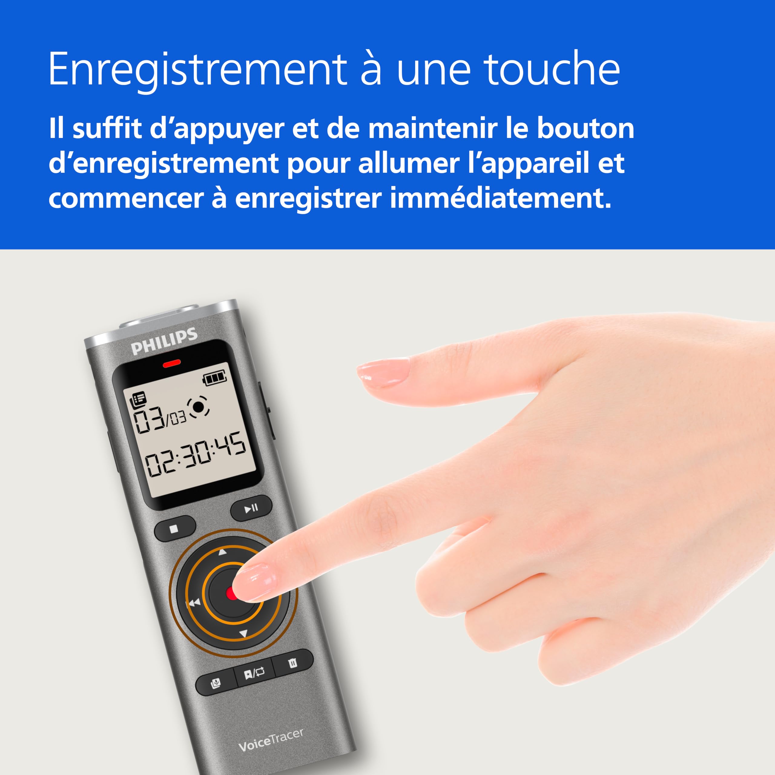 Philips DVT1170 VoiceTracer, enregistreur Audio, 8 Go, Fente pour Carte Micro SD
