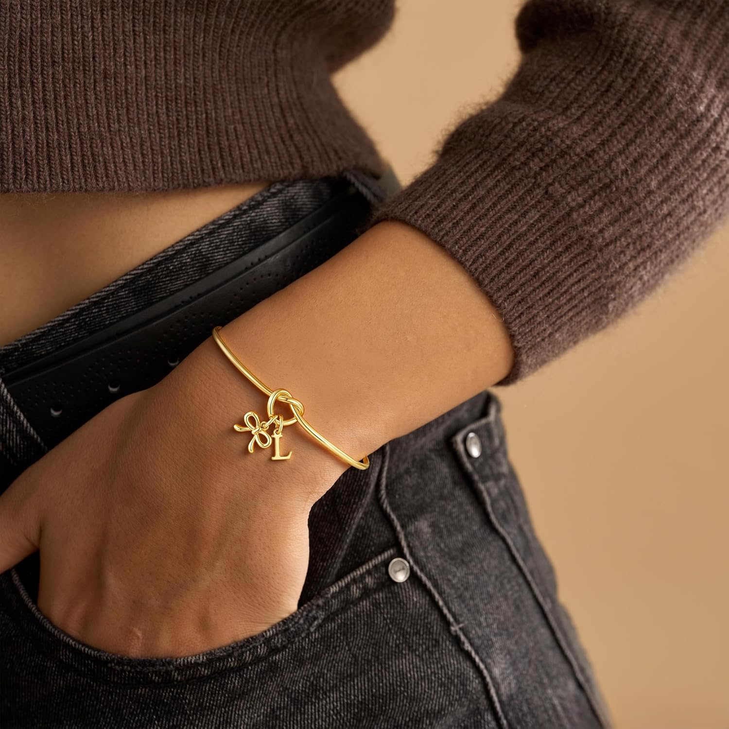 Turandoss Initial Knot Bangle Bracelet, Teen Girl Gifts Trendy Stuff