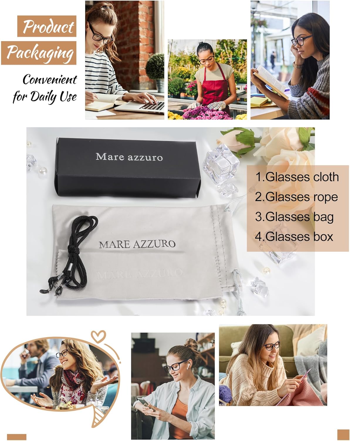 MARE AZZURO Large Reading Glasses Women Reader 0 1 1.25 1.5 1.75 2 2.25 2.5 2.75 3 3.5 - Image 6