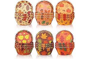 Whaline 600Pcs Fall Thanksgiving Cupcake Liners Maple Leaf Pumpkin Acorn Baking Cups...
