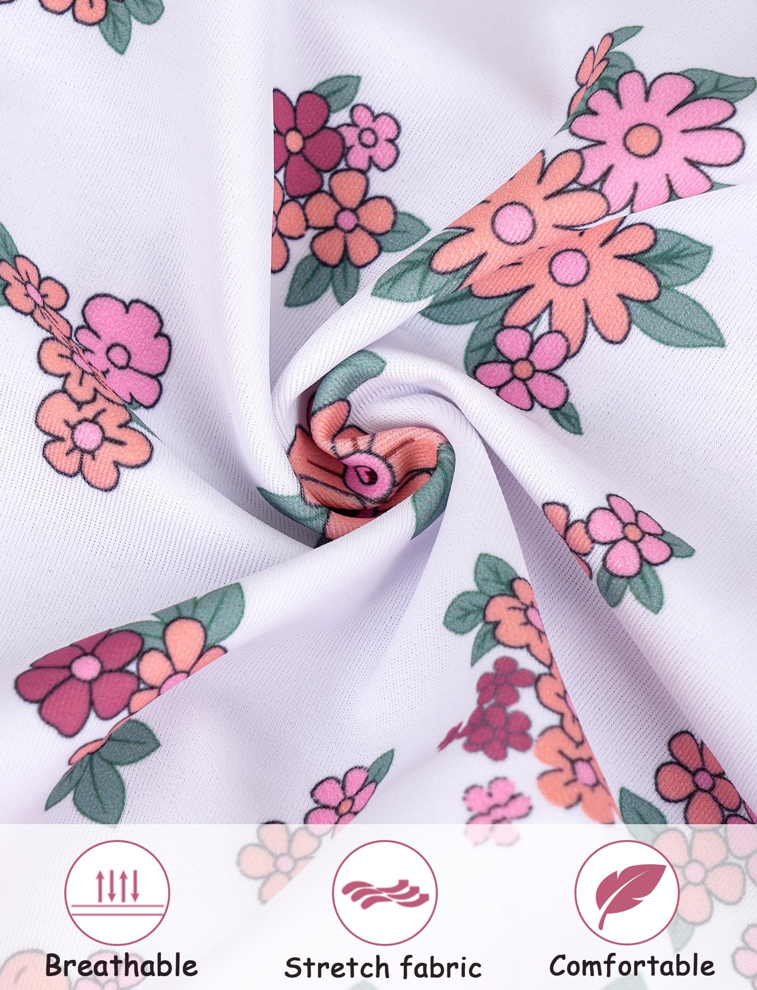 Happy Cherry Maillot de Bain Une Pièce Bébé Fille 0-3 Ans Rashguard Anti-UV à Manches Longues avec Chapeau à Volant Imprimé Floral