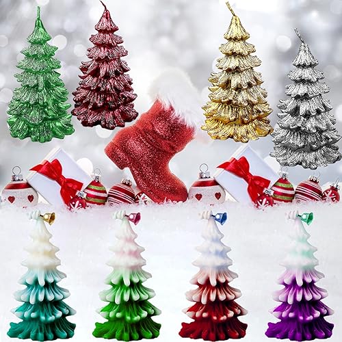 Miniatura 6 de Molde de Árbol de Navidad para Velas, Molde de Árbol de Pino 3D de Silicona para Hacer Velas Aromaterapia Cera Resina Epoxy para Jabón Fiesta de 02