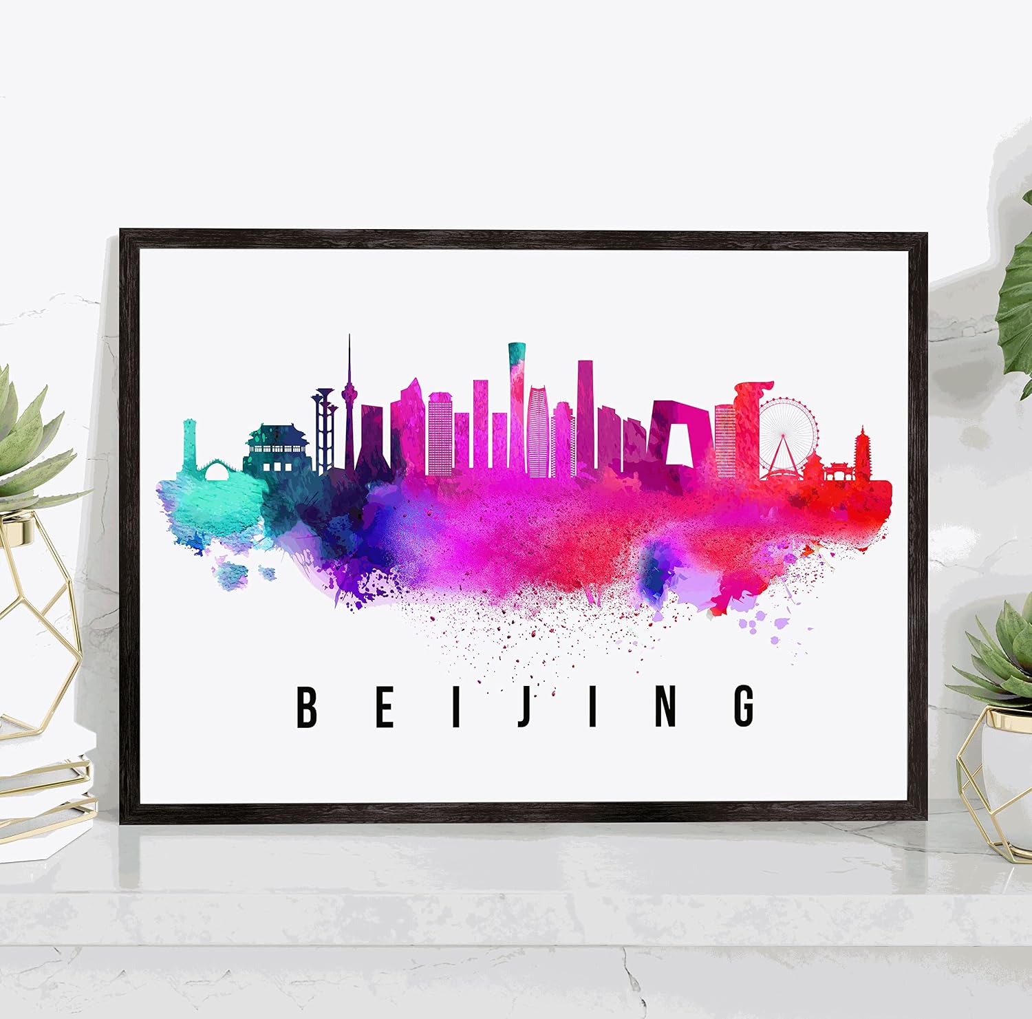 Beijing Skyline China Poster, Beijing Cityscape Painting, Beijing China Poster, Cityscape and Landmark Print, Home Wall Art, Office Wall Decor