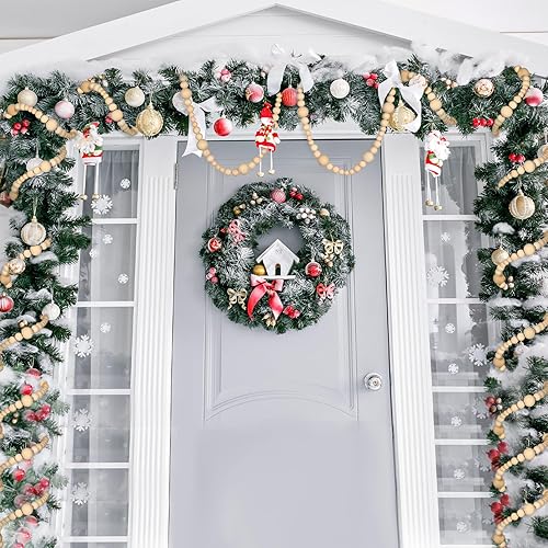 Miniatura 3 de 4 guirnaldas de cuentas de madera para árbol de Navidad de 72 pies, guirnalda de cuentas de madera de Navidad para colgar, decoración bohemia de