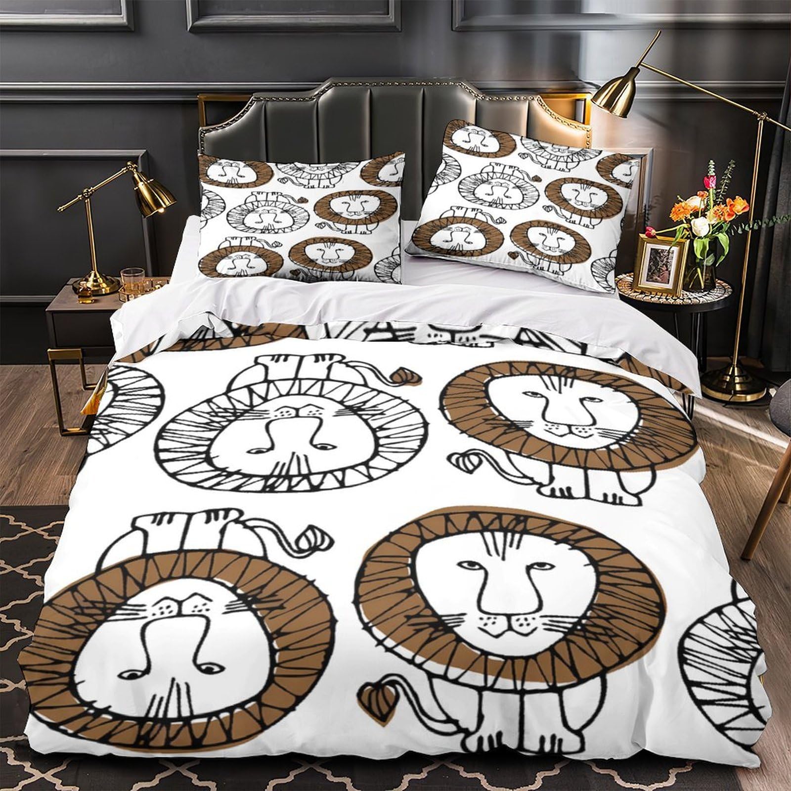 Housse de couette lion en microfibre douce : dites adieu aux parures rêches et lourdes