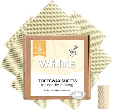 White Ivory Beeswax Sheets for Candle Making - Natural Beeswax Candle Making Kit for Kids & Adults