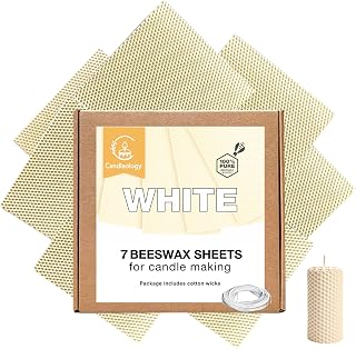 White Ivory Beeswax Sheets for Candle Making - Natural Beeswax Candle Making Kit for Kids & Adults