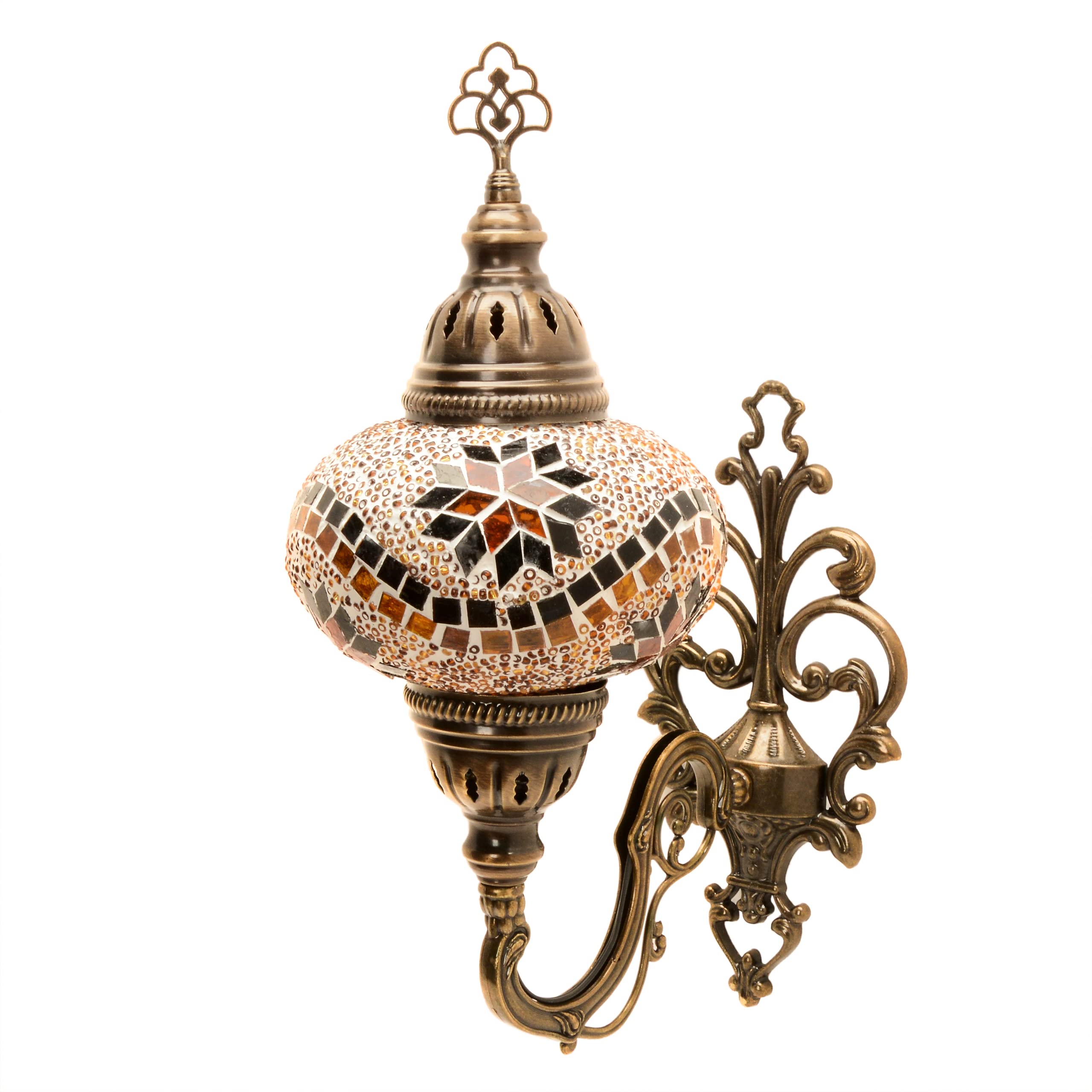 ENVA Turkish Moroccan Style Mosaic Multicolour Wall Sconce Light Lamp Large Globe
