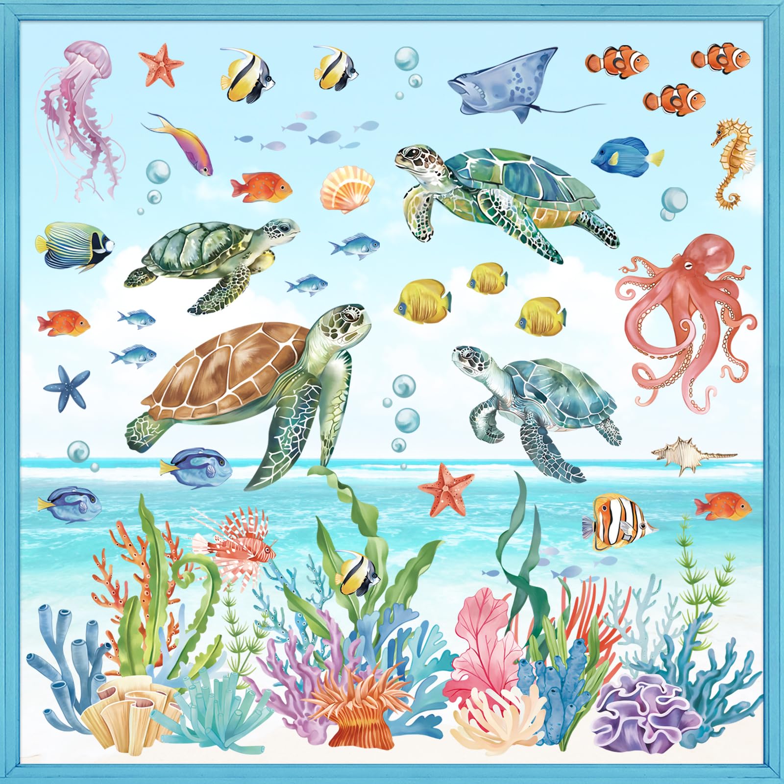 Poisson algues électrostatique pour vitre de chambre enfant