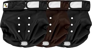 Pañales Reutilizables para Perros JM – Interior Altamente Absorbente, Transpirable y Exterior Impermeable – Paquete de 3 Extra Pequeña (Se Adapta a Cachorros recién Nacidos) Negra Y Marrón