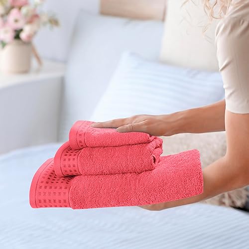 Vista 66 de GLAMBURG Juego de 6 toallas de 100% algodón ultra suave, contiene 2 toallas de baño de 28 x 55 pulgadas, 2 toallas de mano de 16 x 24 pulgadas y 2