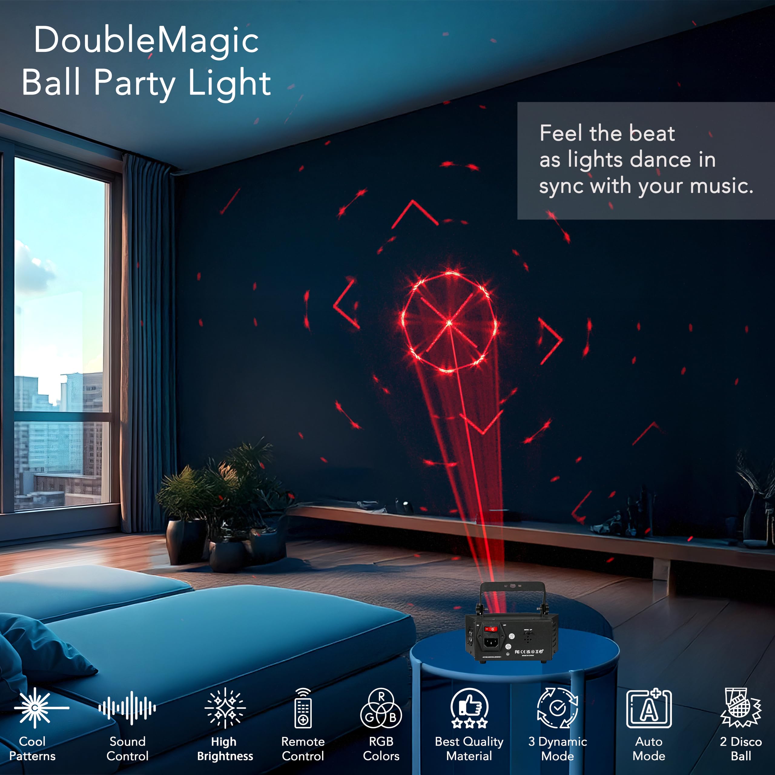 Miralin Boule Disco LED avec Laser et Stroboscope – Lumière DJ Réactive au Son, Télécommande, Éclairage Fête Anniversaire, Maison, Mariage, Scène, Festival, Événement