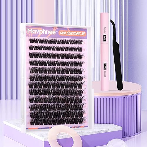 Miniatura 8 de Kit de extensiones de pestañas esponjosas para bricolaje, 144 piezas de volumen D, pestañas individuales de 0.39-0.78 pulgadas de largo, dramático