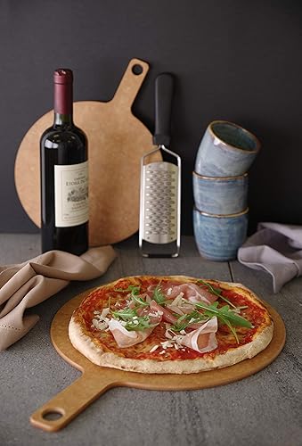 Miniatura 5 de HENDI Tabla de pizza, pala para pizza, cáscara de pizza, tabla de pizza, tabla de servir, con asa, apta para lavavajillas, diámetro 254 x (alto),