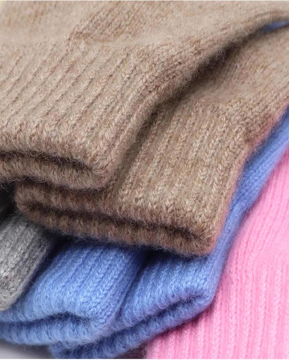 Kids 100% Pure Cashmere Gloves Full Finger Mittens with Neck Strap Soft Warm Cold-Resistant Girls Boys Woolen Glove