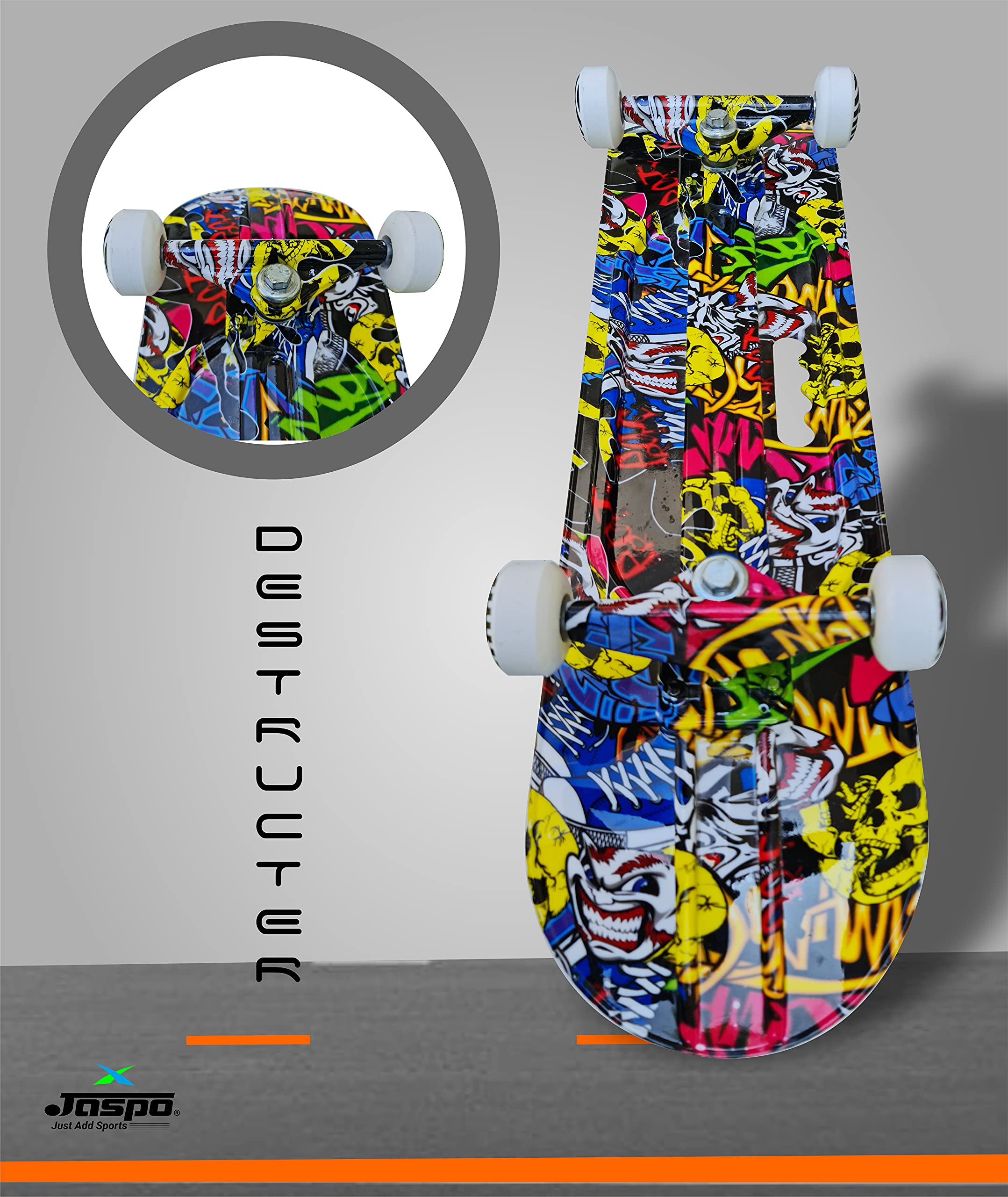 Jaspo Destructor No Mercy Fiber Skateboards 31"X8" Inches, Suitable For Age Group Above 8 Years (31"X8", No Mercy, Polyurethane, Multicolor) 3
