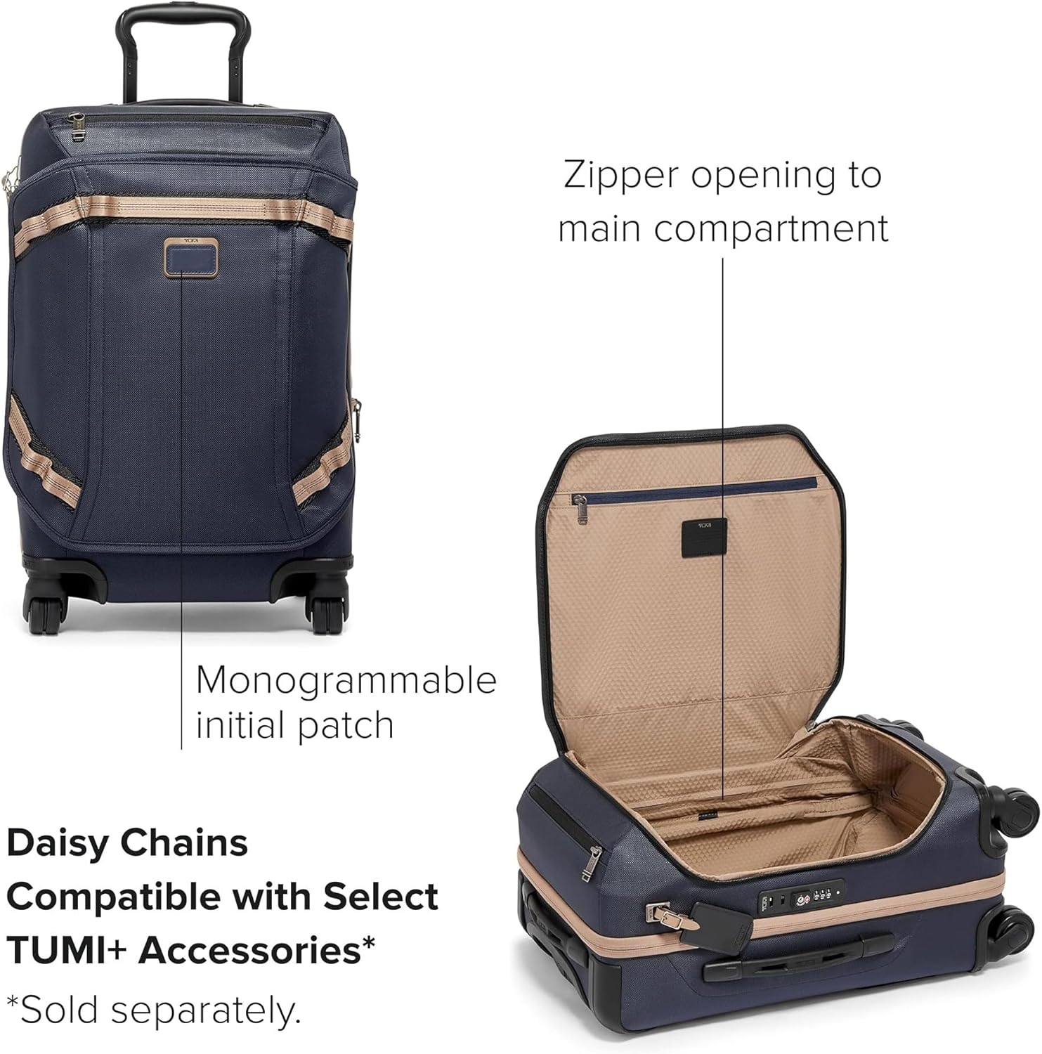 TUMI - Alpha Bravo International Front Lid Expandable 4 Wheeled Carry-On - International Travel Luggage - 21.8" X 14" X 9" - Midnight Navy/Khaki